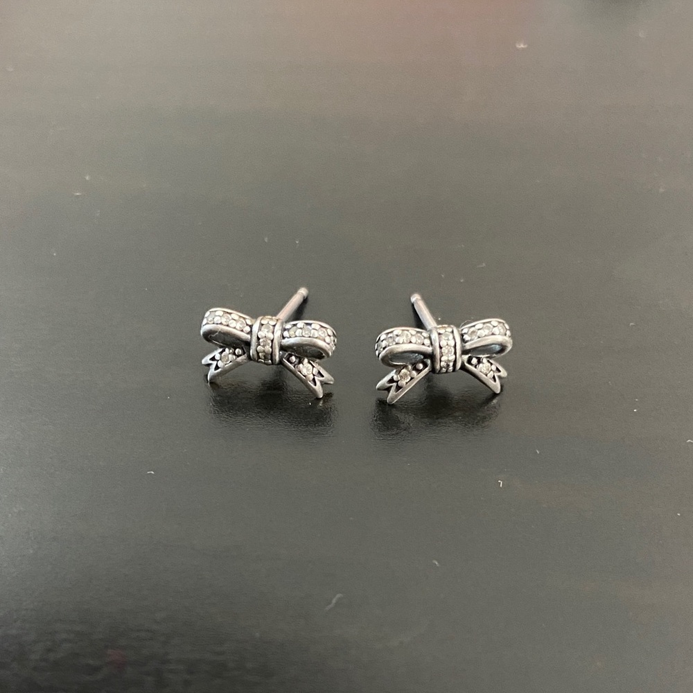 PANDORA | Cubic Zirconia Bow Earrings | *Does not come with backings*